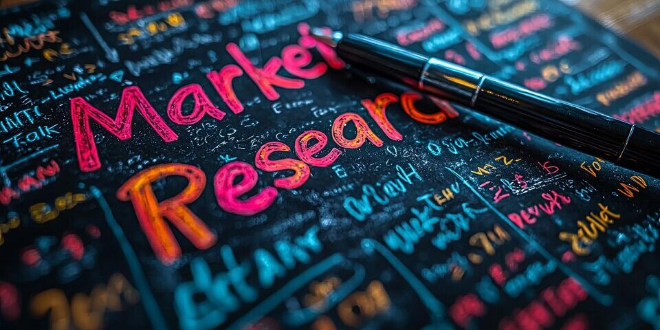colorful market research writing with fountain pen