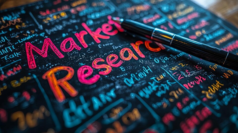 colorful market research writing with fountain pen